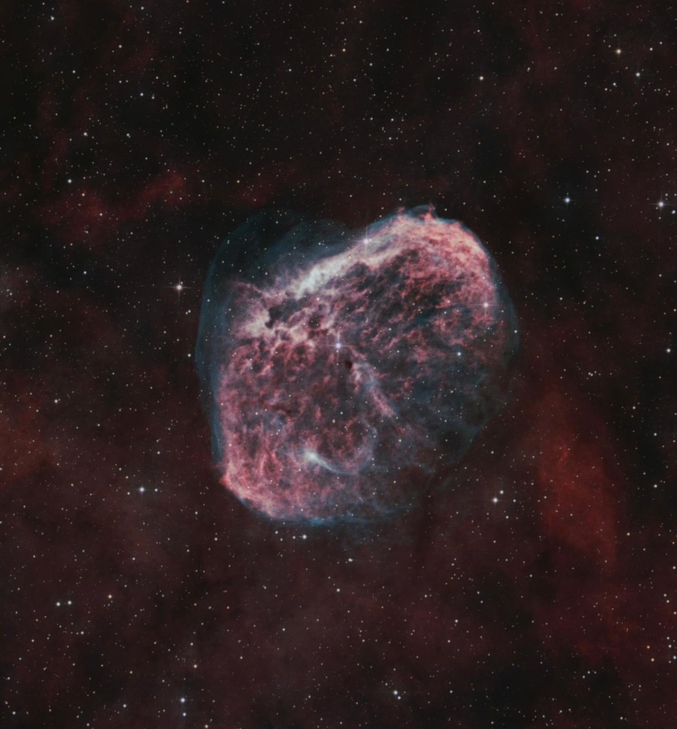 Image of the Crescent Nebula in Hβ and OIII by Akshay Subramaniam