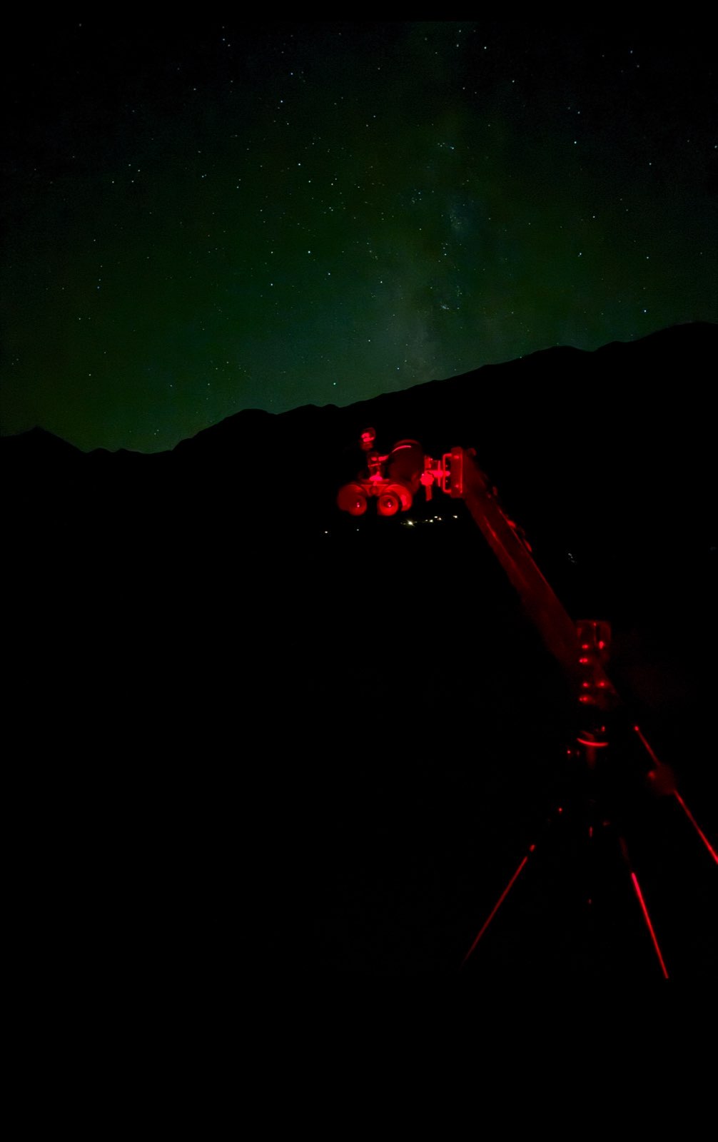 My binoculars set up and looking at the Milky Way